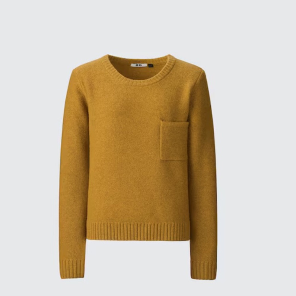 Uniqlo lambswool pocket sweater mustard color size S